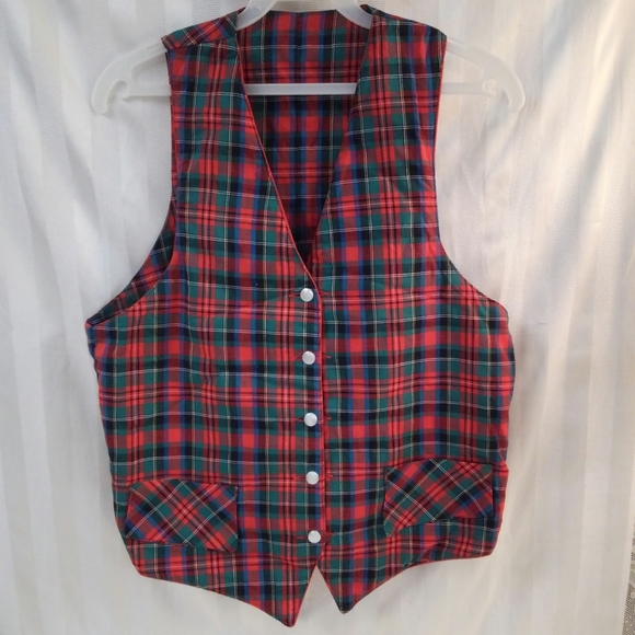 plaid christmas vest